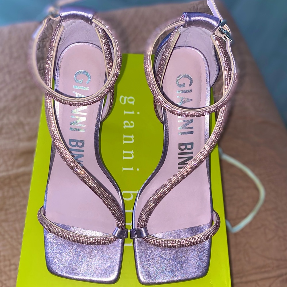 Ginanni Bini Evallinaah Rhinestone Ankle Strap Square Toe Sandals